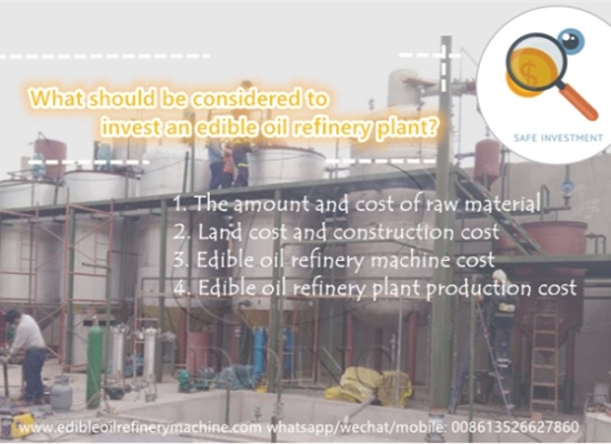 What should be considered to invest an edible oil refinery plant?