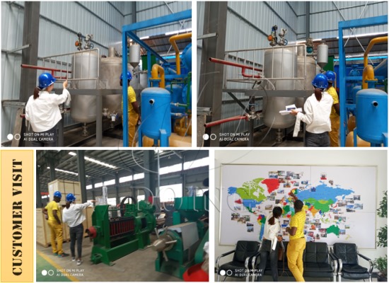 Cameroon customer came to inspect 1-2tpd small palm oil refining machine
