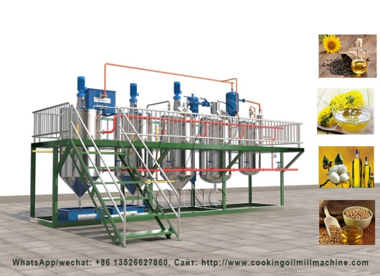 What machines does a 10tpd crude cooking oil refining line include and how much is the price?