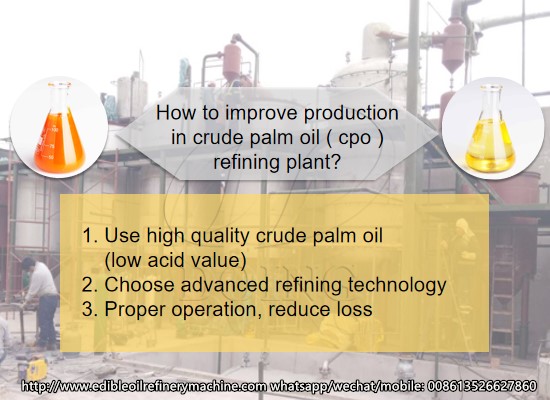 How to improve the crude palm oil refining to edible oil conversion rate?