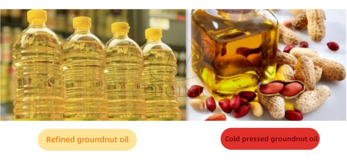 Cold pressed groundnut oil and refined groundnut oil.jpg