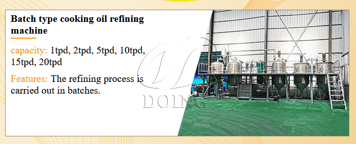 Batch type cooking oil refining equipment