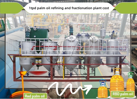 How much is a palm oil refining and fractionation plant with a processing capacity of 1 ton per day?